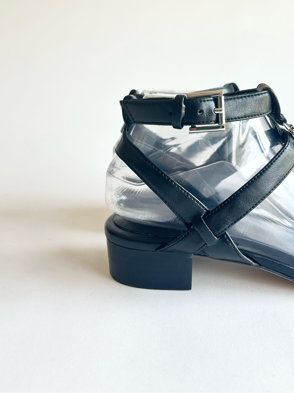 Michael Kors Black Leather Ankle Strap Silver Metal Logo Sandals size 7 - Picture 15 of 16